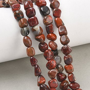 Natural Brecciated Jasper Beads Strands, Nuggets, Tumbled Stone, 6~8.5x6~7.5x5~8mm, Hole: 0.9mm, about 27~35pcs/strand, 9.84~11.02''(25~28cm)