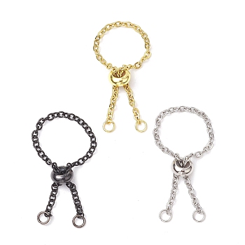 Adjustable Stainless Steel Cable Chain Slider Ring Making, Adjustable Finger Ring Making, Mixed Color, Inner Diameter: 28mm, 3pcs/set