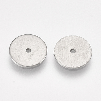 304 Stainless Steel Spacer Beads, Flat Round/Disc, Stainless Steel Color, 10x1mm, Hole: 1mm