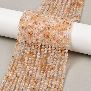 Heated Natural Citrine Bead Strands, Round, 4~5mm, Hole: 1mm, about 93pcs/strand, 14.96''(38cm)