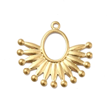 Brass Pendants, Oval with Flower, Golden, 23x25x1mm, Hole: 1.5mm