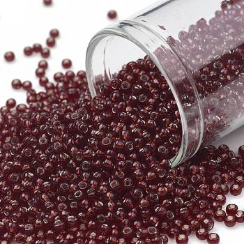 TOHO Round Seed Beads, Japanese Seed Beads, (25D) Silver Lined Garnet, 11/0, 2.2mm, Hole: 0.8mm, about 1110pcs/10g
