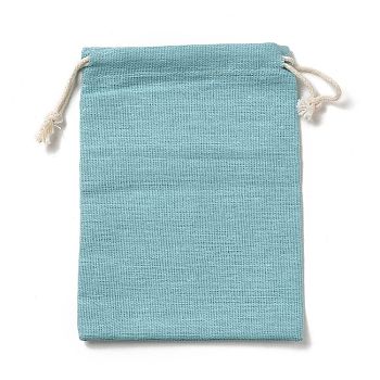 Rectangle Cloth Packing Pouches, Drawstring Bags, Sky Blue, 16x12.85x0.45cm