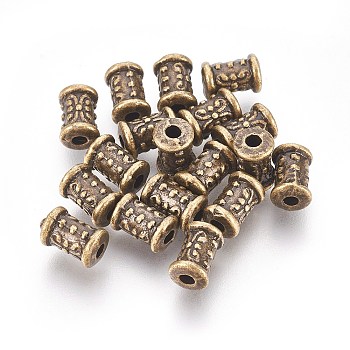 Tibetan Style Beads, Zinc Alloy Beads, Lead Free & Nickel Free & Cadmium Free, Tube, Antique Bronze Color, 7x5mm, Hole: 2mm