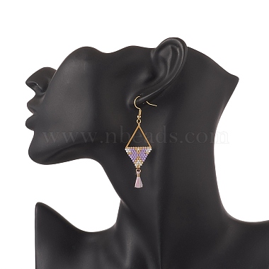Glass Seed Braided Triangle Dangle Earrings(EJEW-MZ00053-02)-3