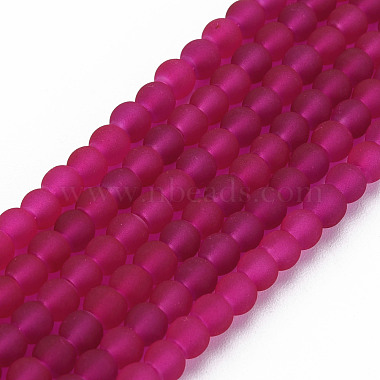 4mm MediumVioletRed Round Glass Beads