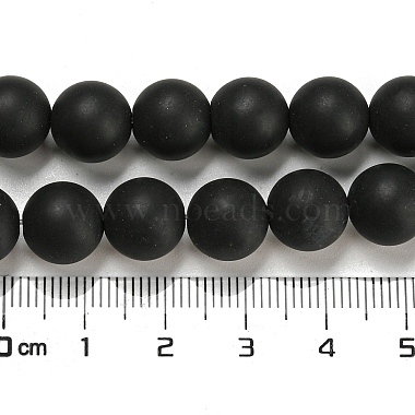 Frosted Natural Black Agate Round Beads Strands(G-N0151-11-10mm)-2