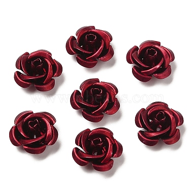 Dark Red Flower Aluminum Beads