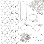 DIY Jewelry Kit, Inclduing  Leverback Earring Findings, Jump Ring and Eye Pins, Stainless Steel Color, 14.5x12x2mm, Hole: 1.2mm(DIY-BBC0003-01A)