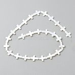 Natural Freshwater Shell Cross Beads Strands, White, 15x10x3mm, Hole: 0.5mm, about 26pcs/strand, 15.08''(38.3cm)(BSHE-WH0015-01)