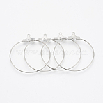 Tarnish Resistant 304 Stainless Steel Pendants, Hoop Earring Findings, Stainless Steel Color, 49x46x1.5mm, 20 Gauge, Hole: 1mm, Pin: 0.8mm(STAS-T031-20-45mm)