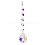 Clear AB Glass Pendant Decorations, with Glass Octagon Link, Hanging Suncatchers Garden Decorations, Teardrop, pendant: 50mm(PW-WG12742-14)