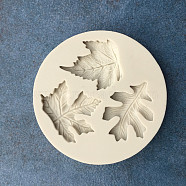 Autumn Theme Food Grade Silicone Vein Molds, Fondant Molds, For DIY Cake Decoration, Chocolate, Candy, UV Resin & Epoxy Resin Jewelry Making, Maple Leaf, Antique White, 92mm, Leaf: 40~45mm Inner Measure(X-DIY-I012-63)