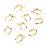 Brass Leverback Earring Findings, with Loop, Long-Lasting Plated, Real 18K Gold Plated, 14x10.5x2.5mm, Hole: 1.6mm, Pin: 1mm(KK-F824-005G)