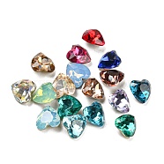K9 Glass Cabochons, Pointed Back & Back Plated, Faceted, Heart, Mixed Color, 6x6x3mm(GLAA-A006-27)