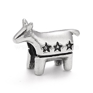 304 Stainless Steel European Beads, Large Hole Beads, Dog with Star, Antique Silver, 15x8x20.5mm, Hole: 4.7mm(STAS-G256-31AS)