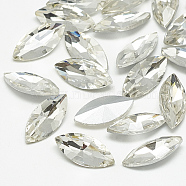 Pointed Back Glass Rhinestone Cabochons, Back Plated, Faceted, Horse Eye, Crystal, 6x3x2mm(RGLA-T083-3x6mm-01)