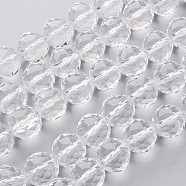 Glass Bead Strands, Faceted, Round, Clear, 15~15.5mm, Hole: 2mm, about 15pcs/strand, 8.6 inch(22cm)(EGLA-J140-NA01-16mm)