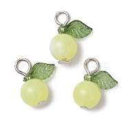 Acrylic Pendants, with Iron Flat Head Pins, Fruit Charms, Yellow, 15x11.5x7.5mm, Hole: 2mm(PALLOY-JF02614-01)