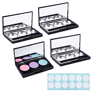 DIY Empty Eyeshadow Box, Plastic 3 Compartments Eyeshadow Palettes Sub Boxes, with Empty Round Aluminum Palette Pans, Black, 5.05x9.15x1.15cm(CON-FH0001-01)