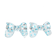 Transparent Printed Acrylic Beads, Bowknot, Deep Sky Blue, 24x32.5x7mm, Hole: 1.5mm(OACR-H124-01B)