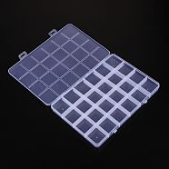 Plastic Bead Containers, 24 Compartments, Rectangle, Clear, 19x13.5x1.85cm(CON-YW0001-06)
