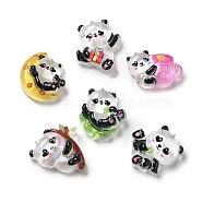 Translucent Resin Animal Cabochons, Cute Panda, Mixed Color, 8~11x10~11.5x3.5~4mm(RESI-E051-01)
