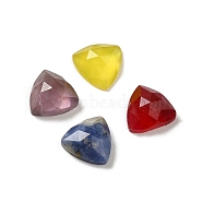 Natural Mixed Stone Cabochons, Faceted, Triangle, Mixed Dyed and Undyed, 7x7x3mm(G-G834-G02)