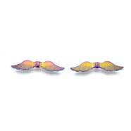 Rack Plating Alloy Bead, Wing, Rainbow Color, 7.5x36x4mm, Hole: 1.2mm(FIND-B010-08MC)