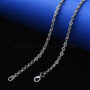 Non-Tarnish 304 Stainless Steel Cable Chain Necklace, with Lobster Claw Clasp, Stainless Steel Color, 19.68 inch(50cm), Link: 4x3x0.8mm(NJEW-S420-004P)