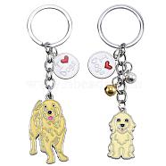 WEWAYSMILE 2 pcs Dog Keychain Car Keychain Pet Pendant Key-Ring Lovely Dog Key-ring Portable Metal Keychain Gift for Pet Lover Birthday Puppy Theme Party Supplies (Golden Haired Dog), Platinum, 10.6x2.6cm(JX787A)