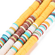 Handmade Polymer Clay Bead Strands, Heishi Beads, Disc/Flat Round, Mixed Color(Main Color: Misty Rose & Gold), 6x0.3~1.5mm, Hole: 1.6mm, about 335~351pcs/strand, 15.47 inch~15.71 inch(39.3cm~39.9cm)(CLAY-S096-030E)