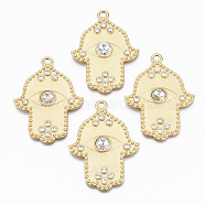Alloy Big Pendants, with Crystal Rhinestone, Cadmium Free & Nickel Free & Lead Free, Real 14k Gold Plated, 66.5x49.5x7.5mm, Hole: 4.5mm(PALLOY-R113-033-NR)