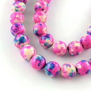 Dyed Natural Ocean White Jade Round Bead Strands, Magenta, 10mm, Hole: 1mm, about 40pcs/strand, 14.9 inch(G-R295-10mm-10)