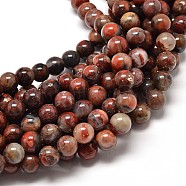 Natural Brecciated Jasper Round Bead Strands, 6mm, Hole: 1mm, about 68pcs/strand, 16 inch(G-P072-12-6mm)