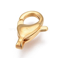 304 Stainless Steel Lobster Claw Clasps, Golden, 15x9.5x3.5mm, Hole: 2.5x1mm(X-STAS-I100-20G)
