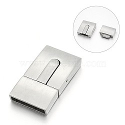 Smooth Surface 304 Stainless Steel Rectangle Bayonet Clasps, Stainless Steel Color, 30x17x6mm, Hole: 15x3mm(STAS-E089-62D)