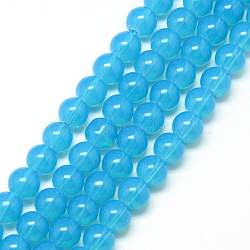 Baking Painted Glass Beads Strands, Imitation Opalite, Round, Deep Sky Blue, 6mm, Hole: 1.3~1.6mm, about 133pcs/strand, 31.4 inch(X-DGLA-Q023-6mm-DB25)