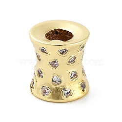 Rack Plating Brass Micro Pave Cubic Zirconia Beads, Cadmium Free & Lead Free, Long-Lasting Plated, Column with Heart, Real 18K Gold Plated, 8.5x8mm, Hole: 3.6mm(KK-P247-17A-G)