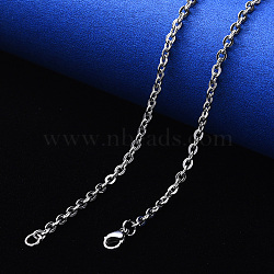 Non-Tarnish 304 Stainless Steel Cable Chain Necklace, with Lobster Claw Clasp, Stainless Steel Color, 19.68 inch(50cm), Link: 4x3x0.8mm(NJEW-S420-004P)