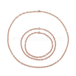 6Pcs 3 Style 304 Stainless Steel Cable Chain Jewelry Making Sets, for DIY Necklaces Bracelets & Anklets, Rose Gold, 17.71"(45cm), 9-7/8 inch(25cm), 7-7/8 inch(20cm), 2pcs/style, 6pcs/set(MAK-LS0001-01RG)