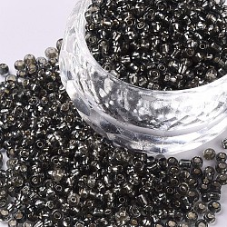 8/0 Glass Seed Beads, Silver Lined Round Hole, Round, Light Grey, 3mm, Hole: 1mm, about 10000 beads/pound(SEED-A005-3mm-52)