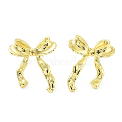 Bowknot Rack Plating Brass Studs Earrings for Women, Long-Lasting Plated, Lead Free & Cadmium Free, Real 18K Gold Plated, 22.5x19.5mm(KK-Z038-11G)
