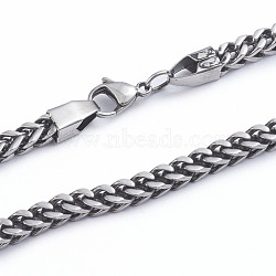 Men's 304 Stainless Steel Wheat Chain & Cuban Link Chain Necklaces, with Lobster Claw Clasps, Antique Silver, 30.12 inch(76.5cm), 5mm(NJEW-L173-001-AS)
