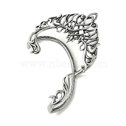 316 Surgical Stainless Steel Cuff Earrings, Fairy Ears, Left, Antique Silver, 65x50mm(EJEW-E300-05AS-01)