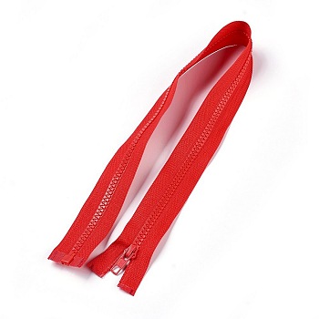 Garment Accessories, Nylon and Resin Zipper, with Alloy Zipper Puller, Zip-fastener Components, Red, 57.5x3.3cm