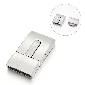 Smooth Surface 304 Stainless Steel Rectangle Bayonet Clasps, Stainless Steel Color, 30x17x6mm, Hole: 15x3mm