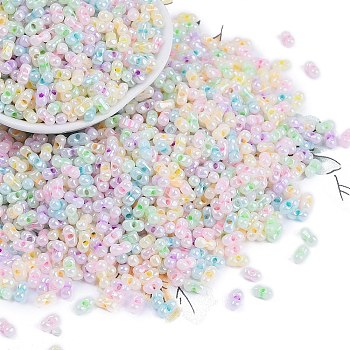 Glass Seed Beads, Round Hole, Peanut, Misty Rose, 3.5x6x3.5mm, Hole: 0.8mm, about 100pcs/10g