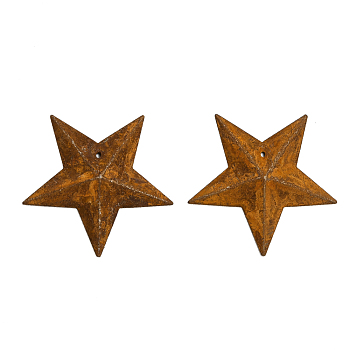 Rust Iron Pendants, Star, Saddle Brown, 42.5x45x4mm, Hole: 1.2mm