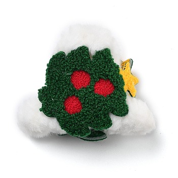 Christmas Theme Plastic Claw Hair Clips, with Cloth Doll Cover, for Woman Girls Thick Hair, Green, 95x75x47mm